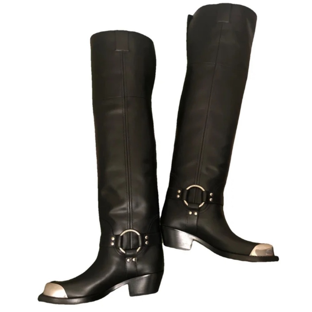 🤩👍🏼SOLD🤩👍🏼Gucci Opal Over-The-Knee  Genuine Leather Western Biker Harness Boots